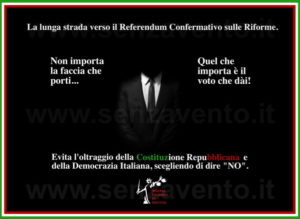 "Tempus fugit"... Che vuoi che siano i pochi mesi che ci separano dal Referendum Confermativo sulle Riforme? Preparati per tempo! Preparati a far risuonare il tuo "NO" nell'urna; preparati a salvare la Costituzione Repubblicana; preparati a mantenere in vita la Democrazia in Italia e soprattutto, preparati a dare una spallata al Governo di Matteo Renzi & Co.